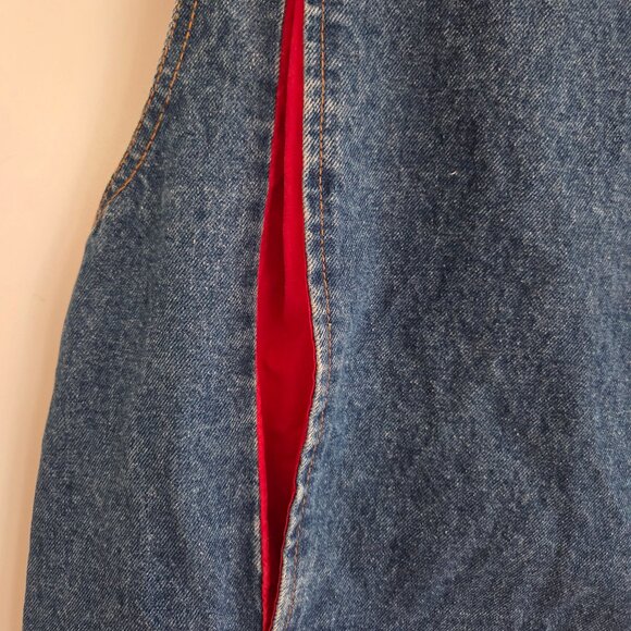 Vintage Denim Utility Vest – Red Lining, Snap Buttons - Picture 10 of 12